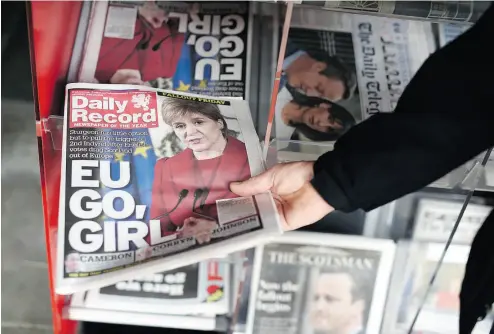  ?? OLI SCARFF / AFP / GETTY IMAGES FILES ?? Print display advertisin­g in the U.K.’s national newspaper market rose 1 per cent to 153 million pounds ($258 million) in the first quarter of 2018, the first time there has been an increase since the last quarter of 2010.