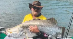  ??  ?? MONSTER BARRA: David McTague landed this massive 126cm barramundi on an 8" soft plastic in the Barron River recently.