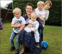  ??  ?? Cancer surivor Lynsey Ritchie with her young sons Pictures: Steve Welsh