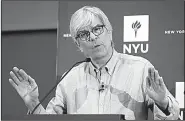  ?? AP/Richard Drew ?? Paul Romer, co-winner of the Nobel Prize in Economics, speaks Monday at a news conference at the Stern School of Business of New York University.