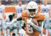 ?? AP FILE ?? Receiver Xavier Worthy is among 10 starters back on offense for No. 11 Texas, which will move to the SEC next year.