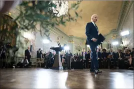  ?? DOUG MILLS — THE NEW YORK TIMES ?? President Joe Biden walks from the podium after a news conference following his meeting with China's President Xi Jinping at the Filoli Estate in Woodside on Wednesday.