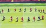  ?? TWITTER ?? Liverpool players staged the kneeling gesture to condemn the death of George Floyd during a training session on Monday.