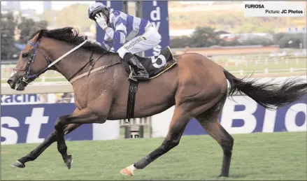  ?? Picture: ?? FURIOSA - TELLYTRACK.COM MR 80 HANDICAP of R100000 over 1400m JC Photos