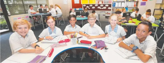  ?? Picture: MIKE BATTERHAM ?? Year 6 St Kevin’s students Clarrie Jones, Lucy Young, Jayce Windle, Ashton Wardrop, Jessica McAlpine and Bryce Knott.