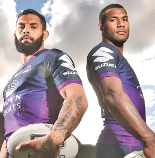  ?? Photo: Herald Sun ?? Addo-Carr (left), and Suliasi Vunivalu will continue to terrorise for Melbourne.