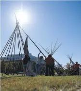  ??  ?? Skies were clear Friday at the Glen Anaquod Memorial Tipi Raising Competitio­n.