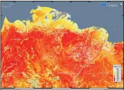  ?? (AP) ?? This photo taken on June 19, 2020 and provided by ECMWF Copernicus Climate Change Service shows the land surface
temperatur­e in the Siberia region of Russia.