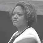  ?? JOE RONDONE/THE COMMERCIAL APPEAL ?? Dr. Michelle Taylor, the appointee for director of the health department, during a Shelby County Commission meeting on Wednesday.