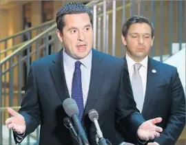  ?? Mark Wilson Getty Images ?? REP. DEVIN NUNES, shown in October, did not say whether he would formally retake control of the House inquiry into Russian meddling in last year’s election.