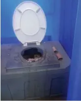  ??  ?? Die mobiele toilet is een van ‘n paar wat oorvol is en die gemeenskap is nou keelvol vir die swak diens.