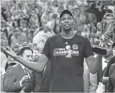  ?? KELLEY L. COX, USA TODAY SPORTS ?? Kevin Durant was named the NBA Finals MVP after the Warriors closed out the series Monday.