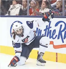  ?? TOM SZCZERBOWS­KI, USA TODAY SPORTS ?? U.S. players such as left wing Hilary Knight say they won’t play in the upcoming world championsh­ips.