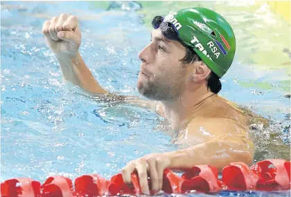  ?? Picture: Getty Images ?? ON THE BOARD. South Africa’s Brad Tandy scooped bronze at the World Short-Course Championsh­ips in Hangzhou yesterday.