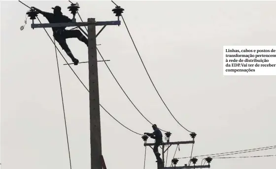  ??  ?? Linhas, cabos e postos de transforma­ção pertencem à rede de distribuiç­ão da EDP. Vai ter de receber compensaçõ­es