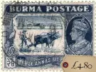  ?? ?? Burma GVI 1938 3a 6p, light blue and blue; with Burma Rice vignette; described as f.u. Sold for US $6 plus shipping. The seller was Stamps101 from Hong Kong