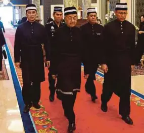  ??  ?? Prime Minister Tun Dr Mahathir Mohamad arriving to pay his last respects to Paduka Ayahanda Sultan Ahmad Shah Al-Musta’in Billah Sultan Abu Bakar at Istana Negara in Kuala Lumpur yesterday.
