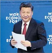  ?? MICHEL EULER/AP ?? China’s Xi Jinping took the lead on free trade at the World Economic Forum in Switzerlan­d.