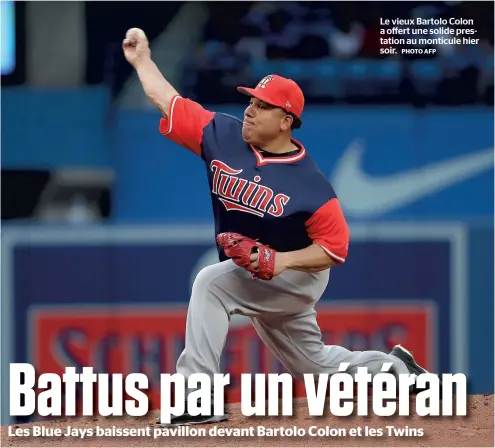  ?? 2PHOTO2AFP ?? Le vieux Bartolo Colon a offert une solide prestation au monticule hier soir.