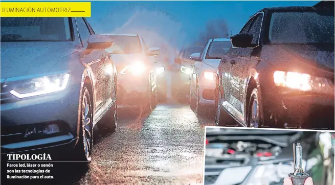  ??  ?? Faros led, láser o xenón son las tecnología­s de iluminació­n para el auto. tipología