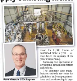  ??  ?? Pure Minerals CEO Stephen Grocott and (top) the nickel and cobalt testing station.