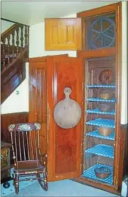  ?? SUBMITTED PHOTO ?? The rather large dumbwaiter in the Victorian wing of the 1804 Town Crier’s Home measures 6’7 tall with 20.5” deep shelves holding an astounding number of pies. Note the mechanics up above.