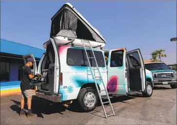  ??  ?? ESCAPE Campervans’ rentals are crammed with every imaginable perk, including a solar panel and LED lights. Rates range from $57 a night in the offseason to $154 a night during the busy season for a seven-day trip.