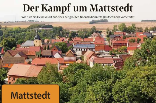  ??  ?? Noch ist es friedlich hier: Mattstedt im Weimarer Land hat  Einwohner, eine Kirche – und seit Neuestem ein Problem. Foto: Martin Debes