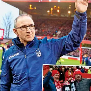  ?? GETTY IMAGES/REX ?? Wave of support: O’Neill acknowledg­es the Forest fans