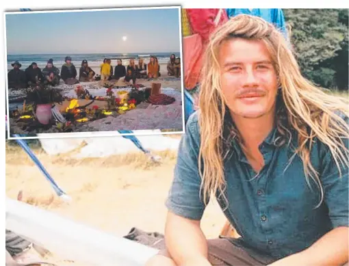 ?? Picture: FACEBOOK ?? Angus Rotherham drowned on the Gold Coast. INSET: Friends and loved ones gathered on Monday at Brunswick Heads.