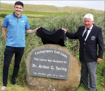  ??  ?? Sean O’Connor, President of Castlegreg­ory Golf Club presents third place in his President’s Prize to Brian Cieperski.