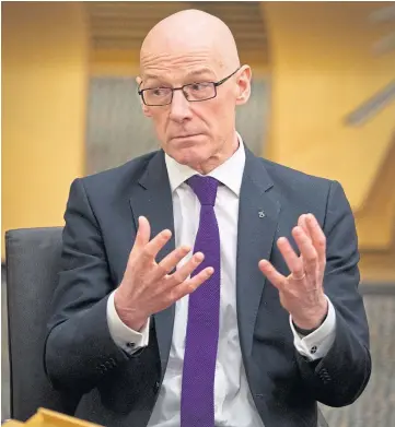  ??  ?? UNDER FIRE: This was the second time John Swinney had faced a no-confidence vote.