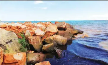  ?? CAMBODIAN NATIONAL RESEARCH ORGANISATI­ON ?? Part of Prek Treng beach was filled with land and rocks in 2018.