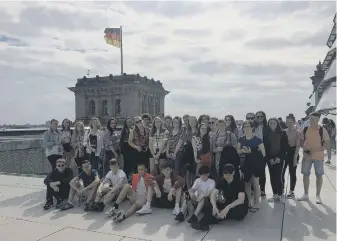  ??  ?? The Year 10 history students in front of the Reichstag building during their visit to Berlin.
