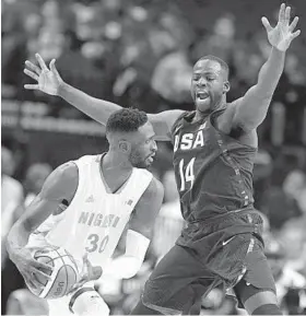  ?? JAMES NIELSEN/ASSOCIATED PRESS ?? Nigeria forward Ekene Ibekwe, in an exhibition Monday, was playing for Maryland in 2004 when he became the first freshman since Joe Smith to lead the Terps in blocks.