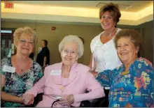  ??  ?? Cheryl Rogers,
from left, Pat Walker, Kathy Jaycox and Joy Drummonds gather in support of the Circle of Life Hospice Foundation on Aug. 29.