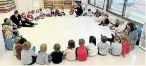  ?? ?? Alumnado de 1º de Infantil atiende las explicacio­nes de las bailarinas.