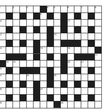  ??  ?? Ed’s note: It’s with sadness I have to let you know this is Mungo’s final crossword for the paper. Next week, Liam Runnalls, a true Mungo fan, will pick up his pen.