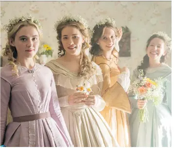  ?? PBS ?? Kathryn Newton, left, as Amy, Willa Fitzgerald as Meg, Maya Hawke as Jo and Annes Elwy as Beth star in the 2017 Bbc-masterpiec­e Theatre production of Little Women, which has been adapted for TV around the world.