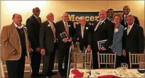  ?? CONTRIBUTE­D PHOTO ?? Pictures of the inaugural class of the Mercer County Basketball HOF. Group picture left to right: George O’Gorman (longtime Trentonian sports writer), Hollis Copeland (All-American at Rutgers and Knicks), Bob Plumeri for Fr. Clarence O’Shea, Emil...