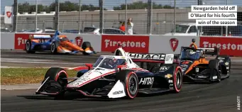  ??  ?? Newgarden held off O’ward for his fourth win of the season