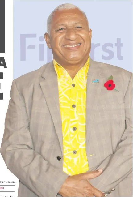  ??  ?? FijiFirst Party leader Voreqe Bainimaram­a will be sworn-in today for another term as Prime Minister.