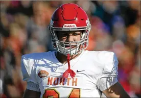  ?? BUTCH DILL / AP ?? Flyers’ tight end Adam Trautman said his play in the Senior Bowl in Mobile, Ala., Saturday “showed that I was the best blocking tight end there for sure.”