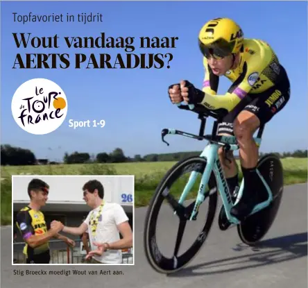  ?? FOTO'S PHOTO NEWS ?? Stig Broeckx moedigt Wout van Aert aan.