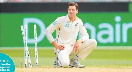  ?? Photo / Getty Images ?? Mitchell Santner’s got his foot in the door as the favoured all-rounder for the series against Pakistan.