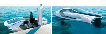  ?? ?? BELOW: Scissor-action doors and sliding roof add dockside appeal although an open version is also proposed.
R I G H T: Active foils maintain stability when cruising