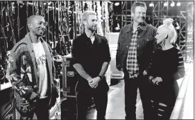  ??  ?? On NBC’s The Voice, it’s all about making the coaches stars, not the contestant­s. This season’s coaches are (from left) Pharrell Williams, Adam Levine, Blake Shelton and Christina Aguilera.