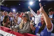  ?? Alex Brandon / Associated Press ?? Supporters cheer President Donald Trump at a rally Monday at Dayton Internatio­nal Airport in Ohio.