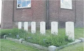  ??  ?? Pilot Officer Geoffrey Wragge’s grave in the village of Damwald is the first one on the left.