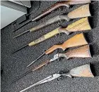  ?? NZ POLICE/SUPPLIED ?? Some of the guns that were found as part of Operation Cobalt.